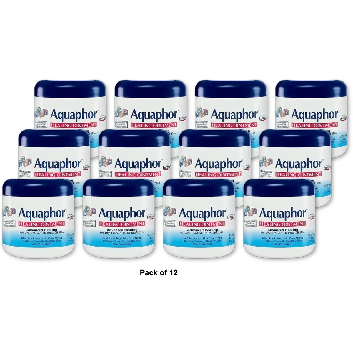 Aquaphor Baby Healing Ointment For Dry Or Cracked Skin Jar 14Oz (Pack of 12)