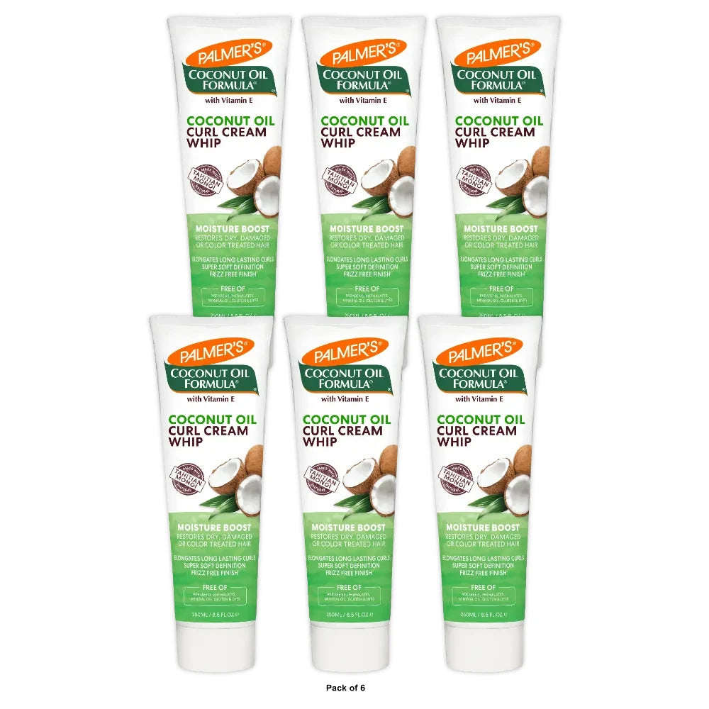 Palmer s Coconut Oil Formula Curl Whip Cream for Dry or Damaged Hair 8.5 oz. 8.5 Fl. Oz (Pack of 6)