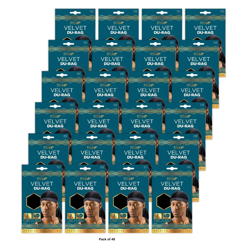Titan Velvet Du Rag Extra Long Tail - 1.0 ea nan (Pack of 48)