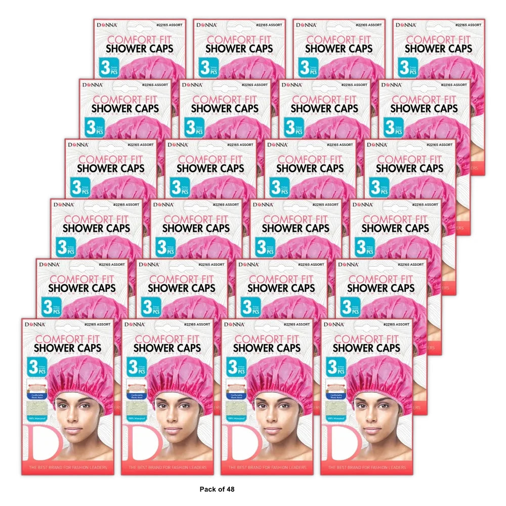 Donna Comfort Fit Waterproof Shower Caps 22165 Assorted Packaging May Vary 3 nan (Pack of 48)
