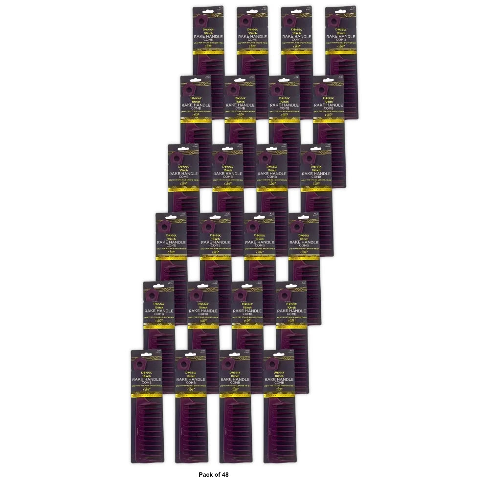 Donna 10 Rake Handle Comb #7727 Colors May Vary nan (Pack of 48)