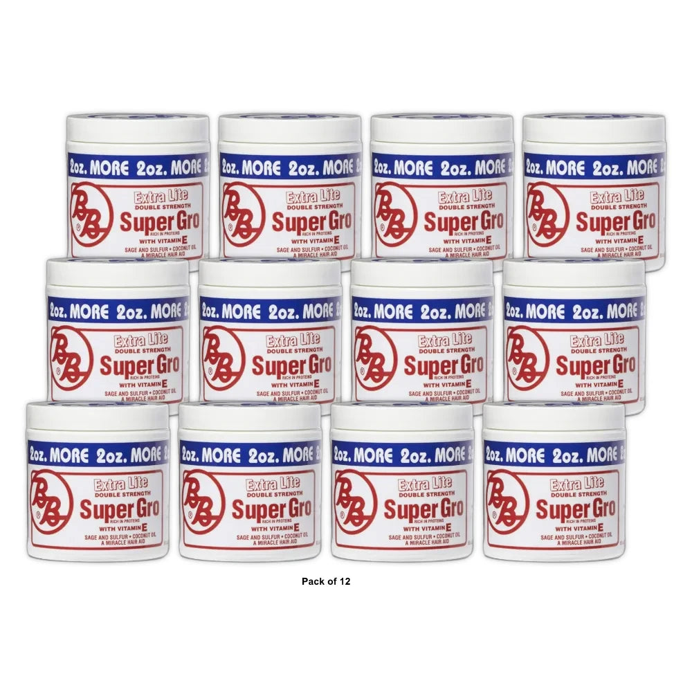 Bronner Brothers Extra Lite Double Strength Super Gro with Vitamin E. 6 Fl. Oz (Pack of 12)