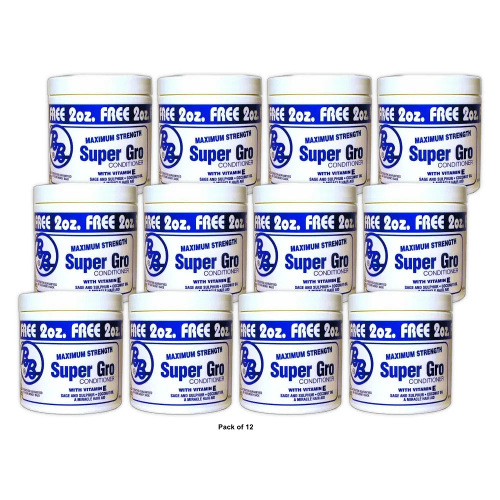 Bronner Brothers Super Gro Scalp Care Daily Conditioner with Coconut oil & Vitam 6 Fl. Oz (Pack of 12)