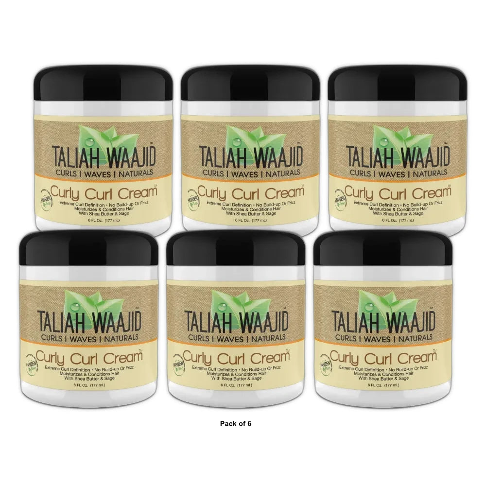 Taliah Waajid Curls Waves & Naturals Frizz Control Hair Styling Cream with Aqua 6 Fl. Oz (Pack of 6)