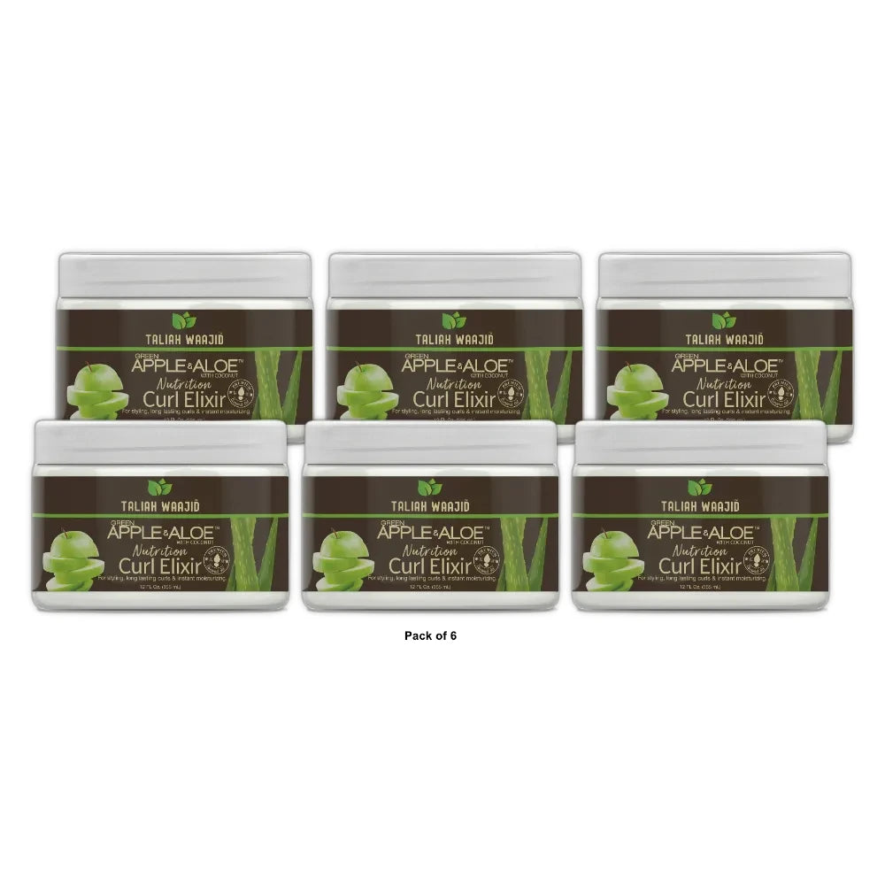 Taliah Waajid Green Apple & Aloe Nutrition Curl Enhancing Hair Styling Cream wit 12 Fl. Oz (Pack of 6)