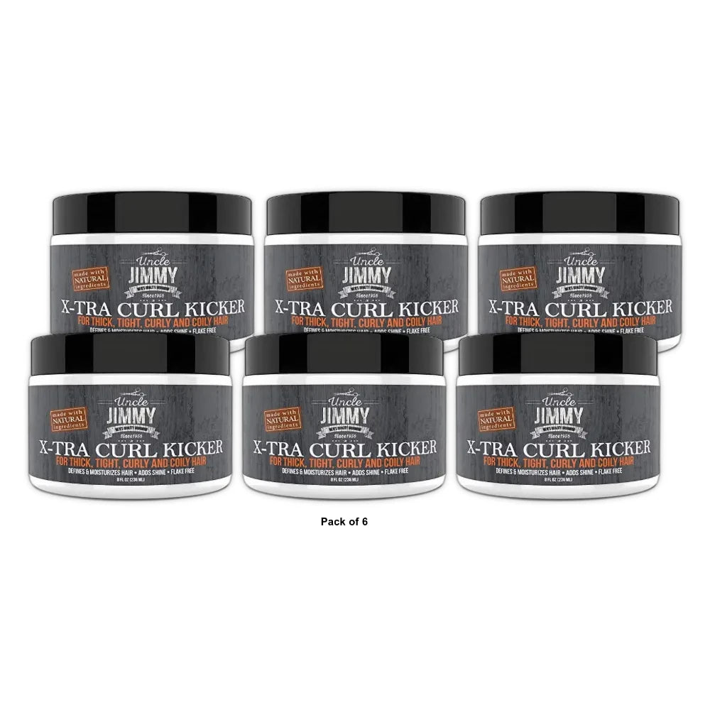 Uncle Jimmy X-TRA Curl-Kicker For Thick Frizzy Wavy Tight Curly and Coily Ha 8 Fl. Oz (Pack of 6)