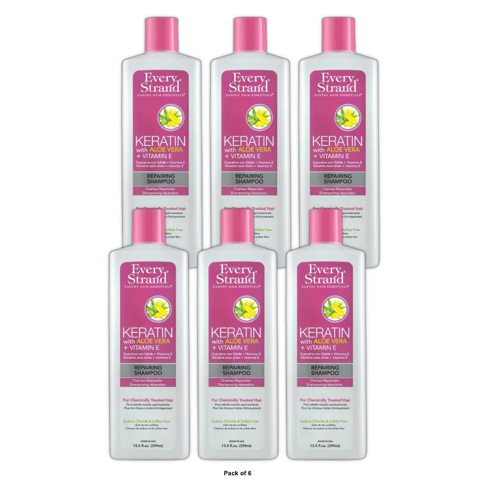 Every Strand Keratin Repairing Shampoo 13.5 fl oz. All Hair Type Moisturizing 13.5 Fl. Oz (Pack of 6)