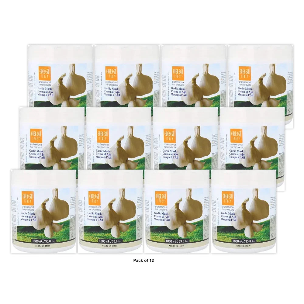Ever Ego Italy Garlic Mask For Damaged Bleached or Colored Hair For Men And Wom 33.8 Fl. Oz (Pack of 12)