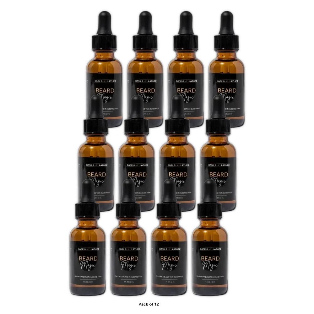 BASK & LATHER Beard Magic Growth Oil for Men Helps Stimulate Hair Growth and So 1Fl. Oz (Pack of 6)