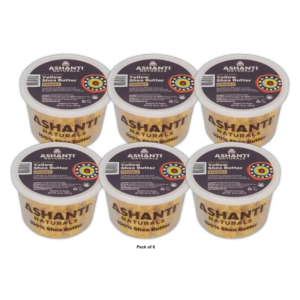Ashanti Naturals Yellow Raw Chunky Shea Butter - 10 oz 10 Oz (Pack of 6)