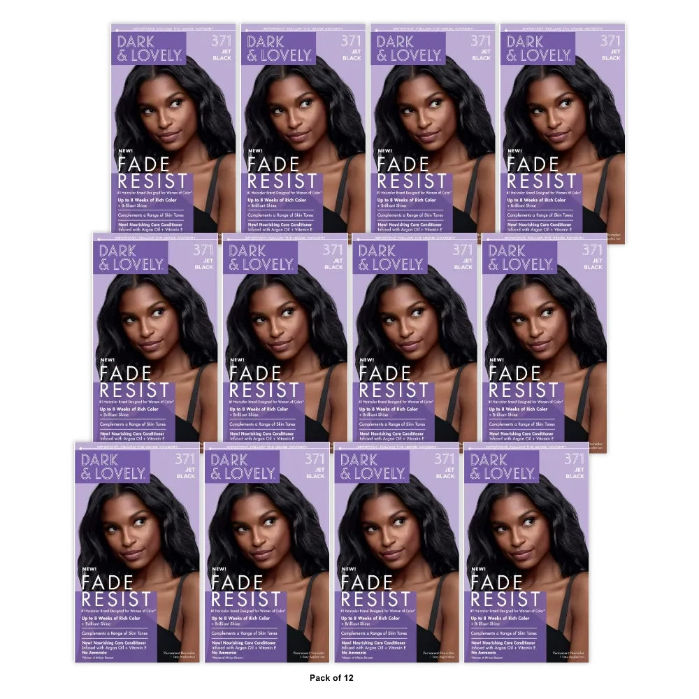 Dark and Lovely Fade Resist Permanent Hair Color - 371 Jet Black nan (Pack of 12)