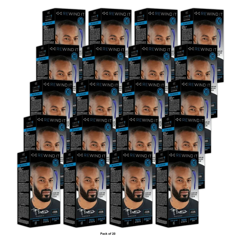REWIND IT 10 Jet Black Beard and Mustache Color nan (Pack of 20)