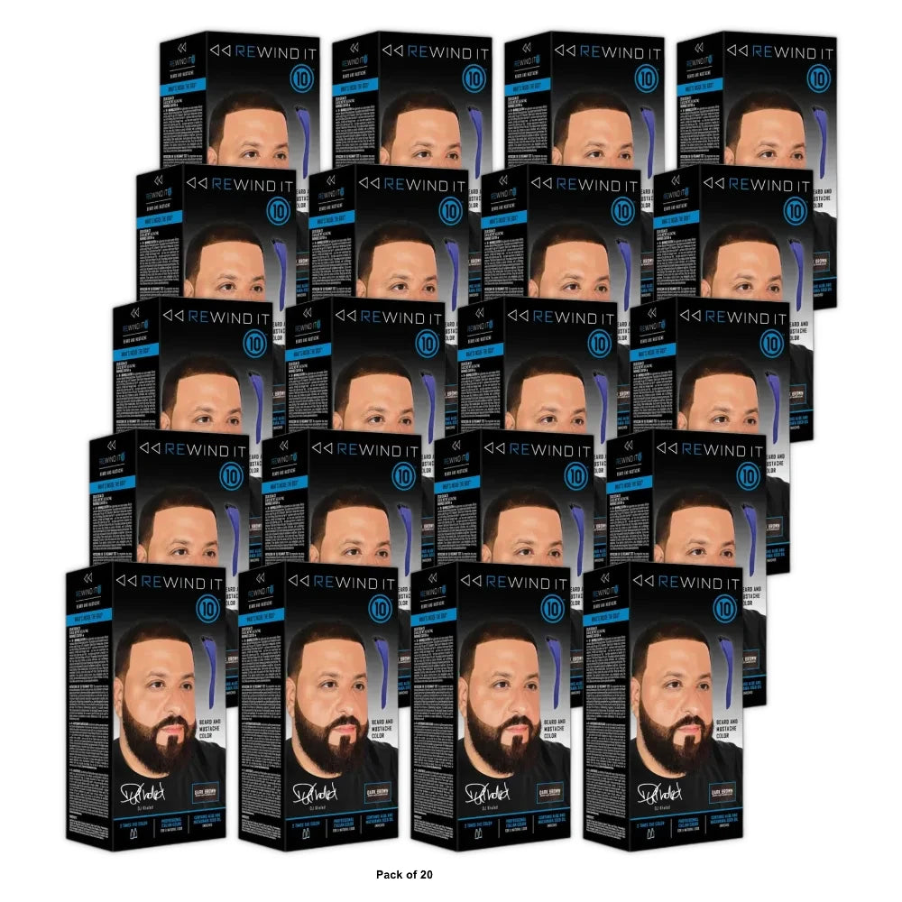 REWIND IT 10 Dark Brown Beard and Mustache Color nan (Pack of 20)