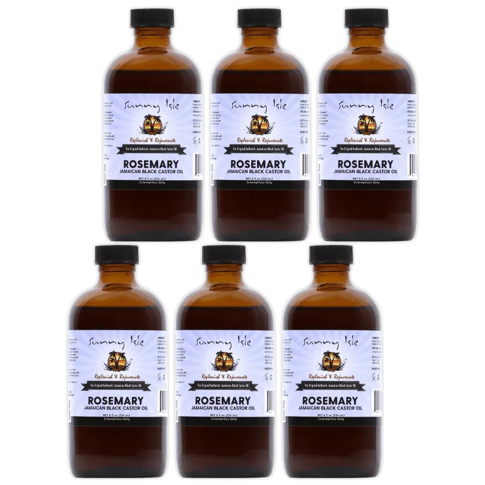 Sunny Isle Rosemary Jamaican Castor Oil, Black, 8 Fl. Oz (Pack of 6)