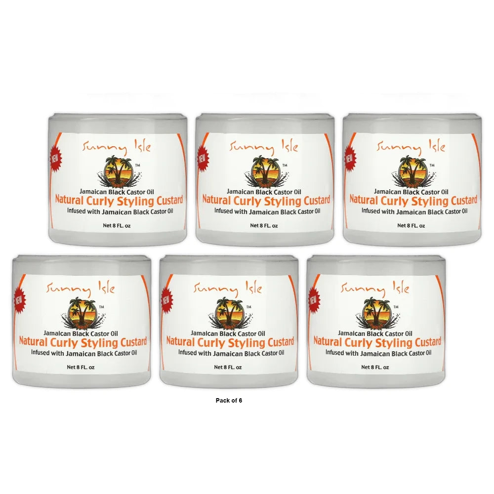 Sunny Isle Jamaican Black Castor Oil, Natural Curly Styling Custard 8 Fl. Oz (Pack of 6)