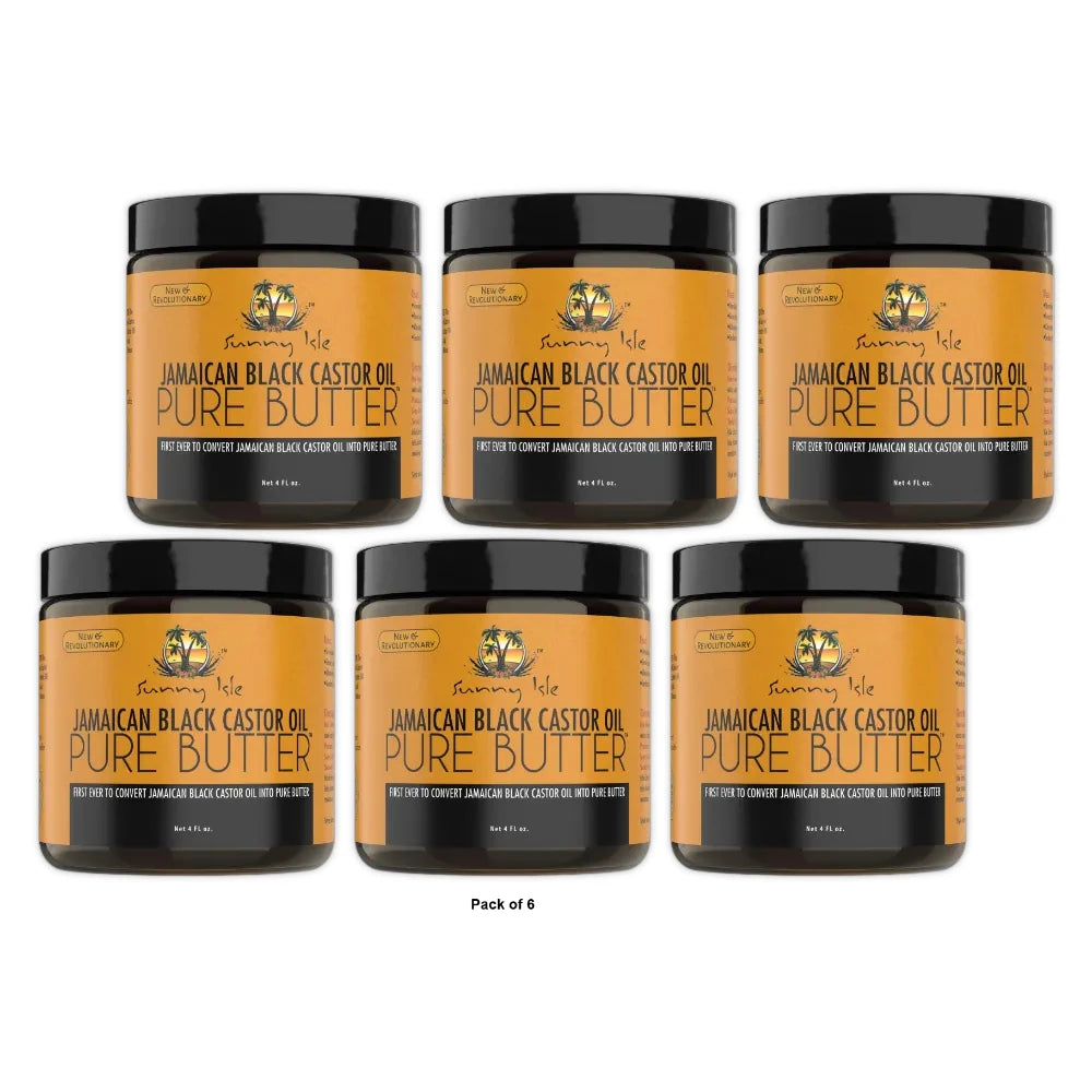 Sunny Isle Jamaican Black Castor Oil Pure Butter Original, 4 oz (Pack of 6)