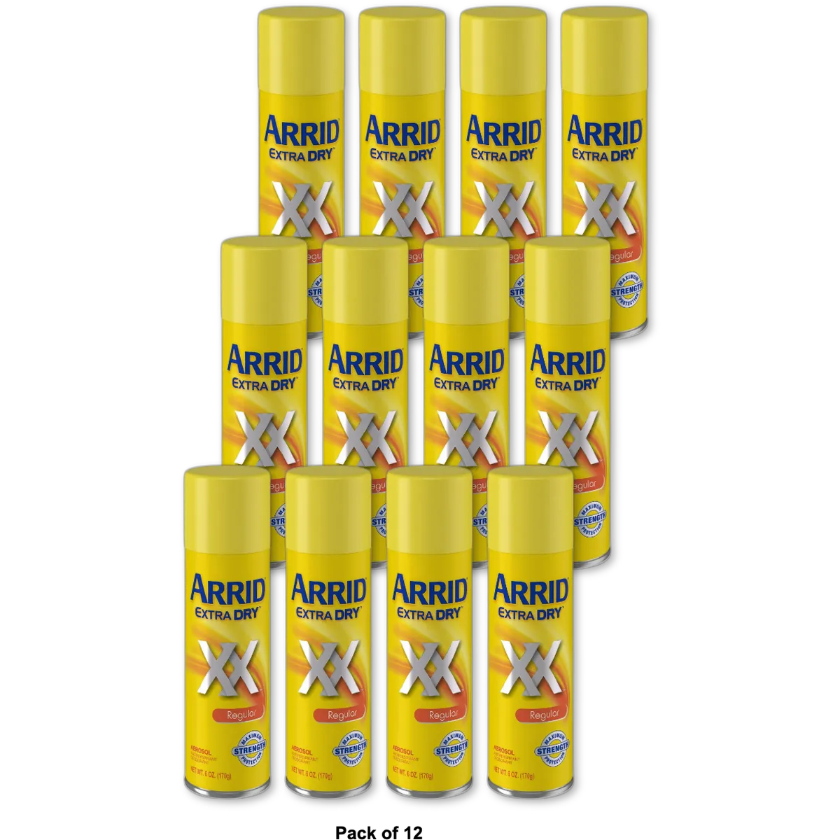 Arrid Extra Dry Deodorant Antiperspirant Spray Regular Scent 6Oz (Pack of 12)