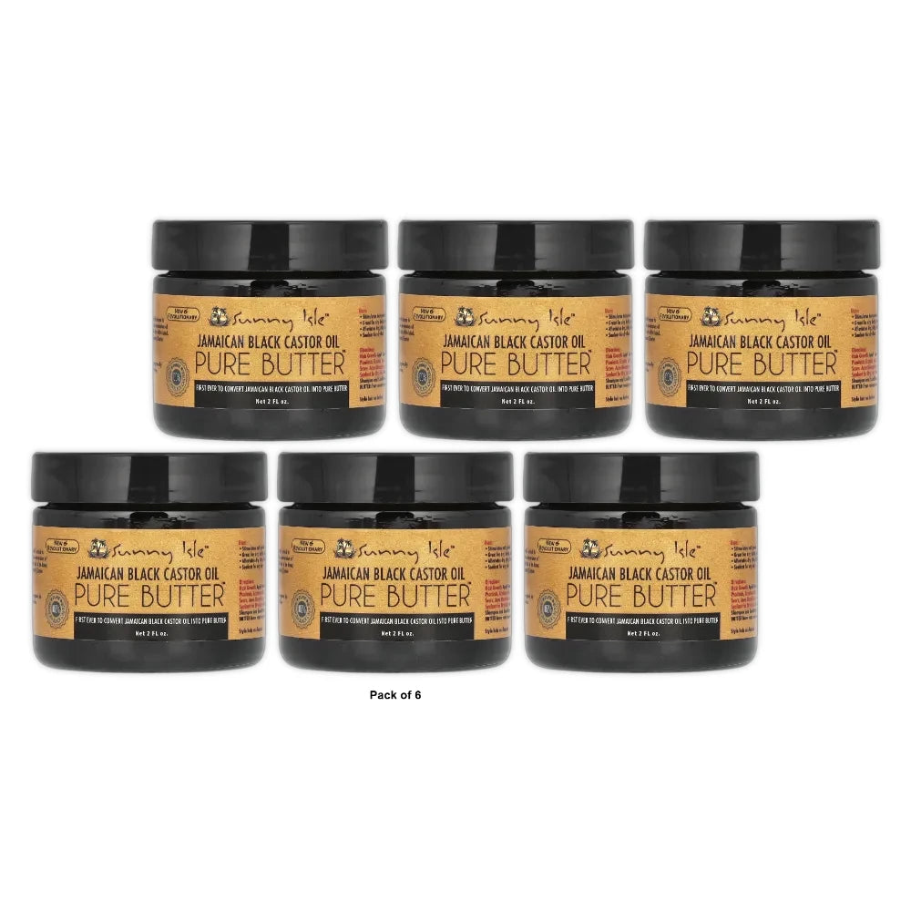 Sunny Isle Jamaican Black Castor Oil Pure Butter 2 fl oz (Pack of 6)