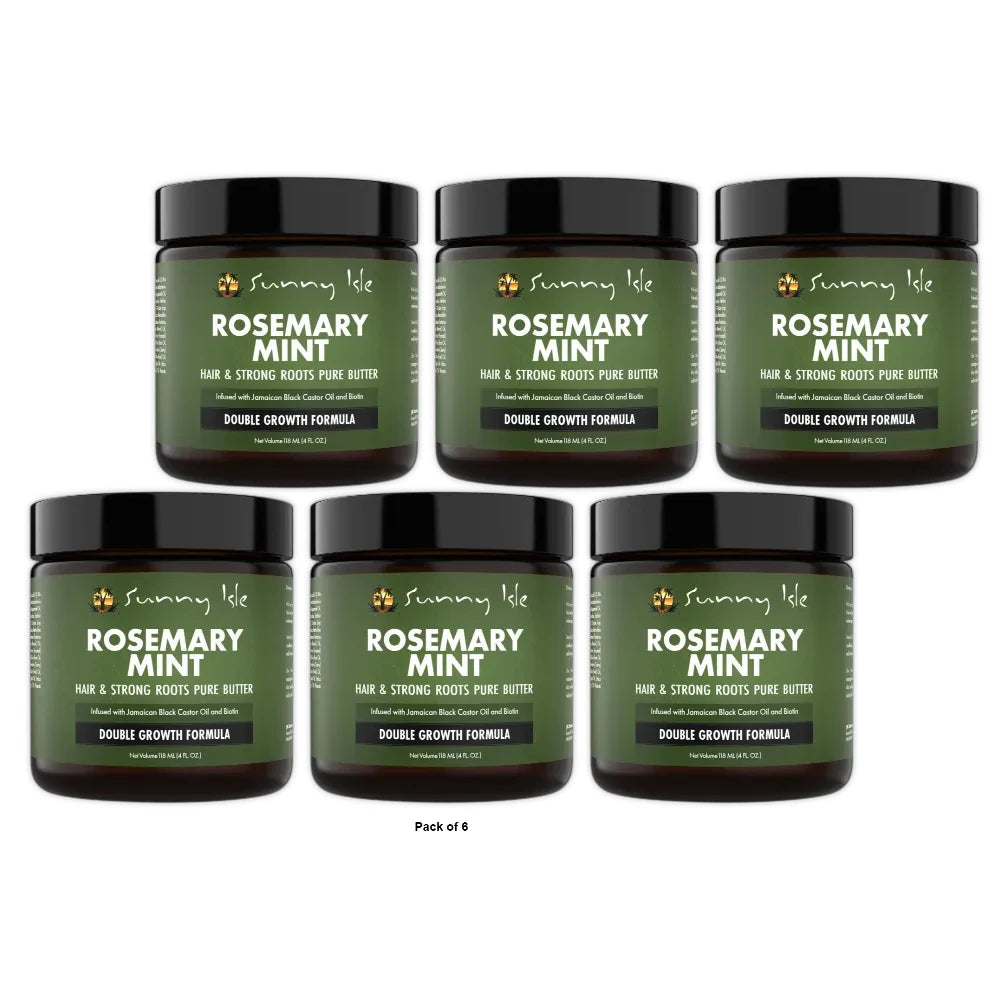 Sunny Isle Rosemary Mint Hair and Strong Roots Butter 4oz (Pack of 6)