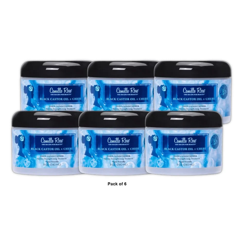 Camille Rose Black Castor Oil & Chebe Strengthen & Replenish All Ages Deep Conditioner with African Chebe & Castor Oil 8 Oz (Pack of 6)