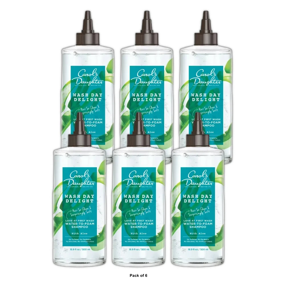Carol's Daughter Wash Day Moisturizing Daily Shampoo, for All Hair Types, with Aloe, 16.9 fl Oz (Pack of 6)