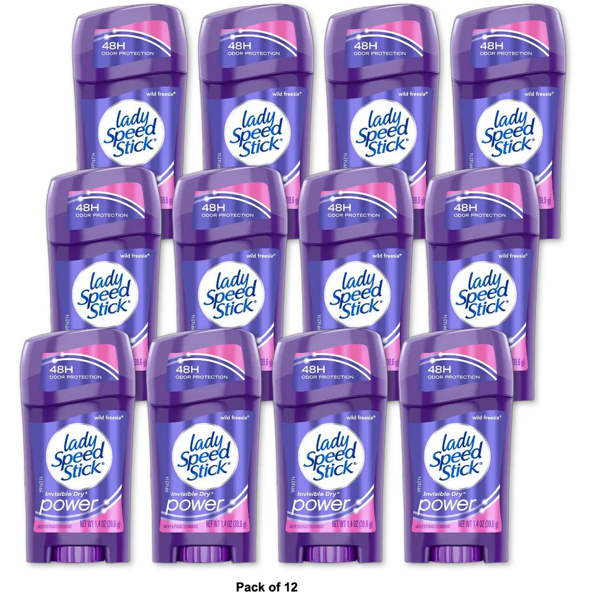 Lady Speed Stick Invisible Dry Power 24 Hour Protection Female Deodorant Wild Freesia 1.4Oz (Pack of 12)