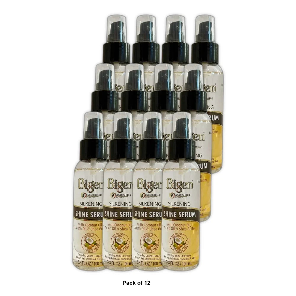 Bigen Shine Serum Smooths Hair Protects Color Silkening & Shine 3.3 Oz / 100 mL (Pack of 12)