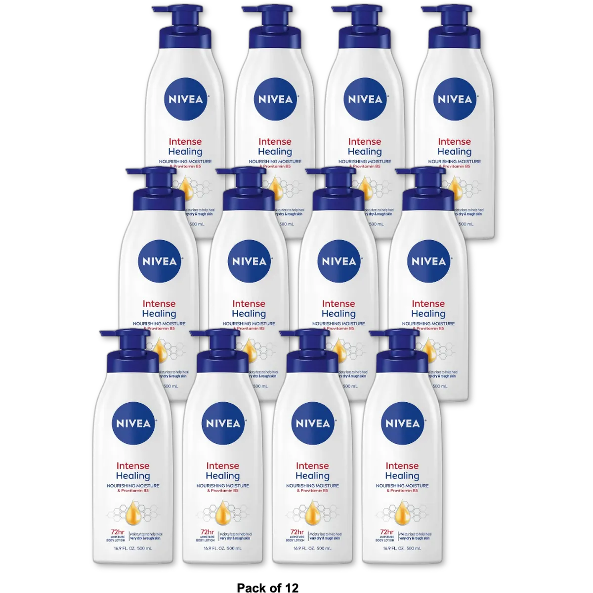Nivea Intense Healing Body Lotion for Dry Skin 16.9Oz (Pack of 12)