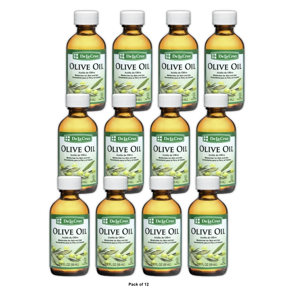De La Cruz Olive Oil 100% Pure Expeller-Pressed Olive Oil Moisturizer for Skin 2 Oz (Pack of 12)
