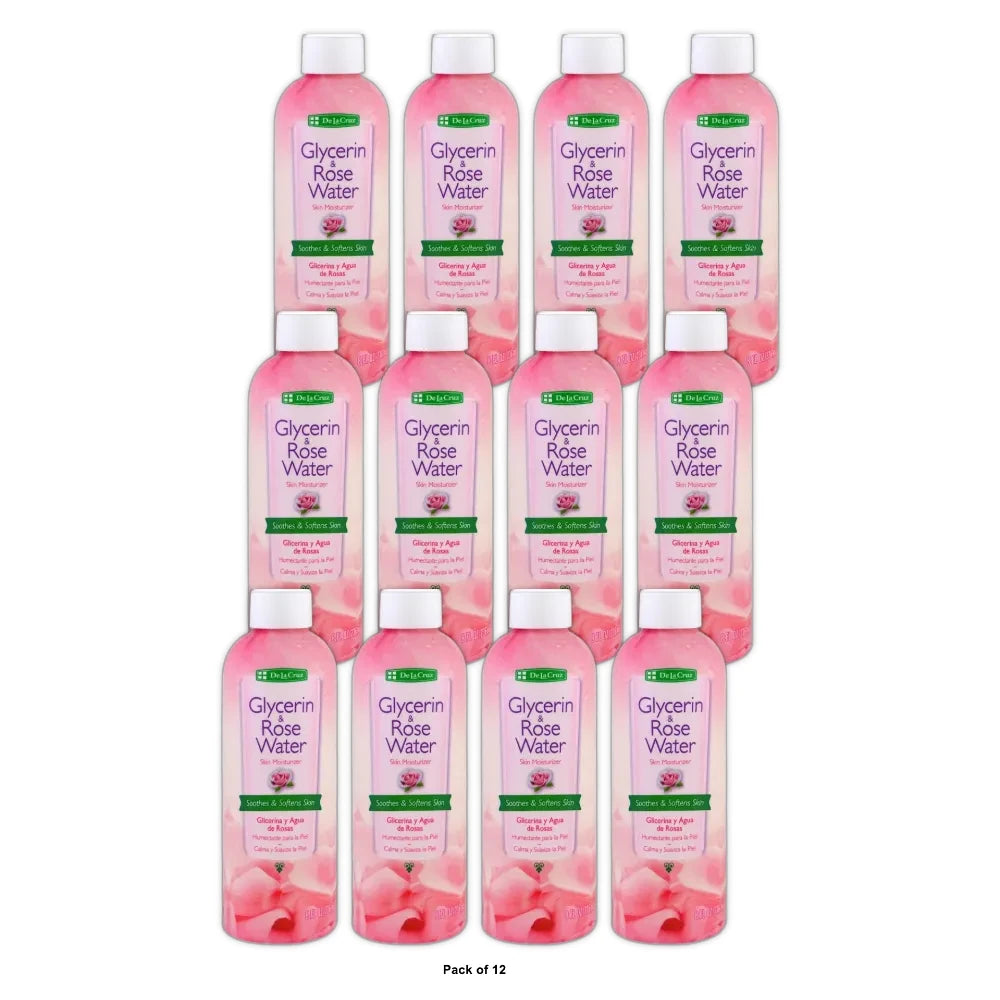 De La Cruz Glycerin and Rose Water Facial Toner Skin and Hair Moisturizer All S 8. Oz (Pack of 12)