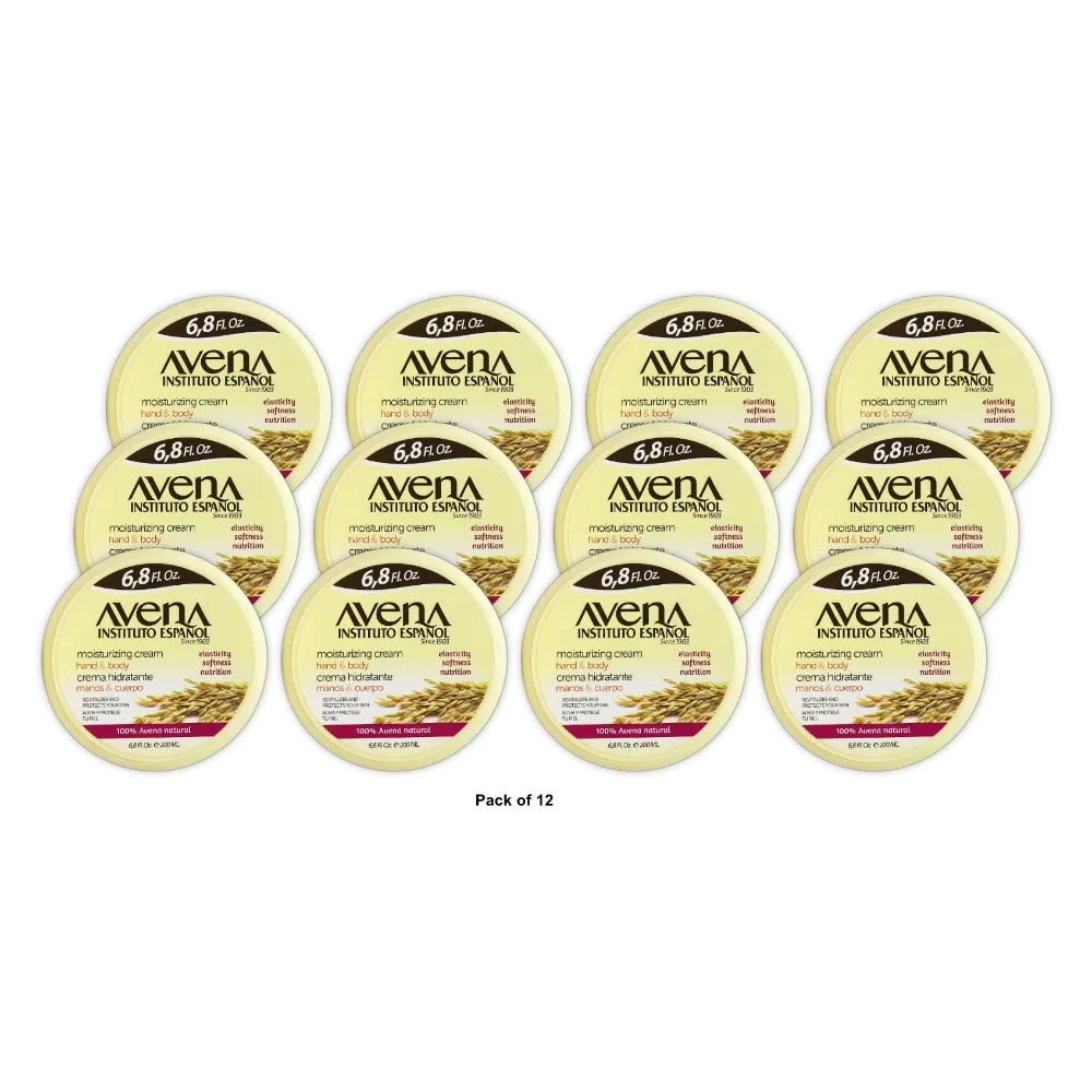 Avena Instituto Espanol Hand and Body Moisturizing Cream Revitalizes and Protect 6.8. Oz (Pack of 12)