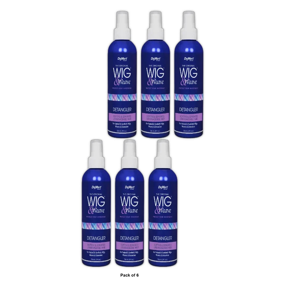 Wig & Weave Detangler and Leave In Conditioner for Natural and Synthetic Hair 8 Oz (Pack of 6)