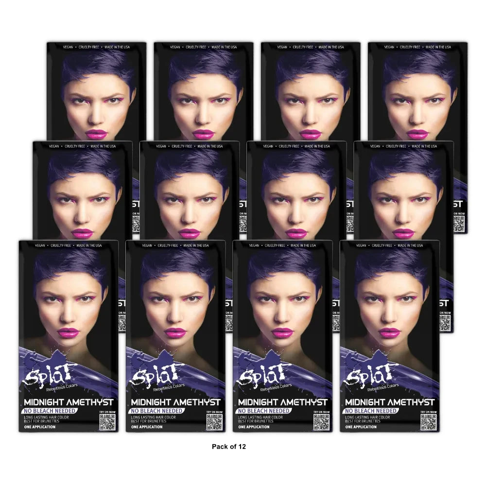 Splat Midnight Amethyst Hair Dye Semi-Permanent Purple Color 6.75 Oz (Pack of 12)
