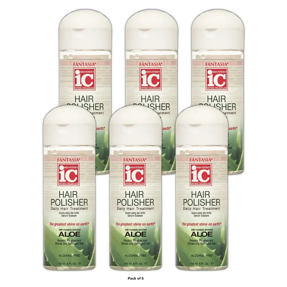 Fantasia High Potency IC Hair Polisher, Aloe Enriched 6 oz. All Hair Types- (Pack of 6)