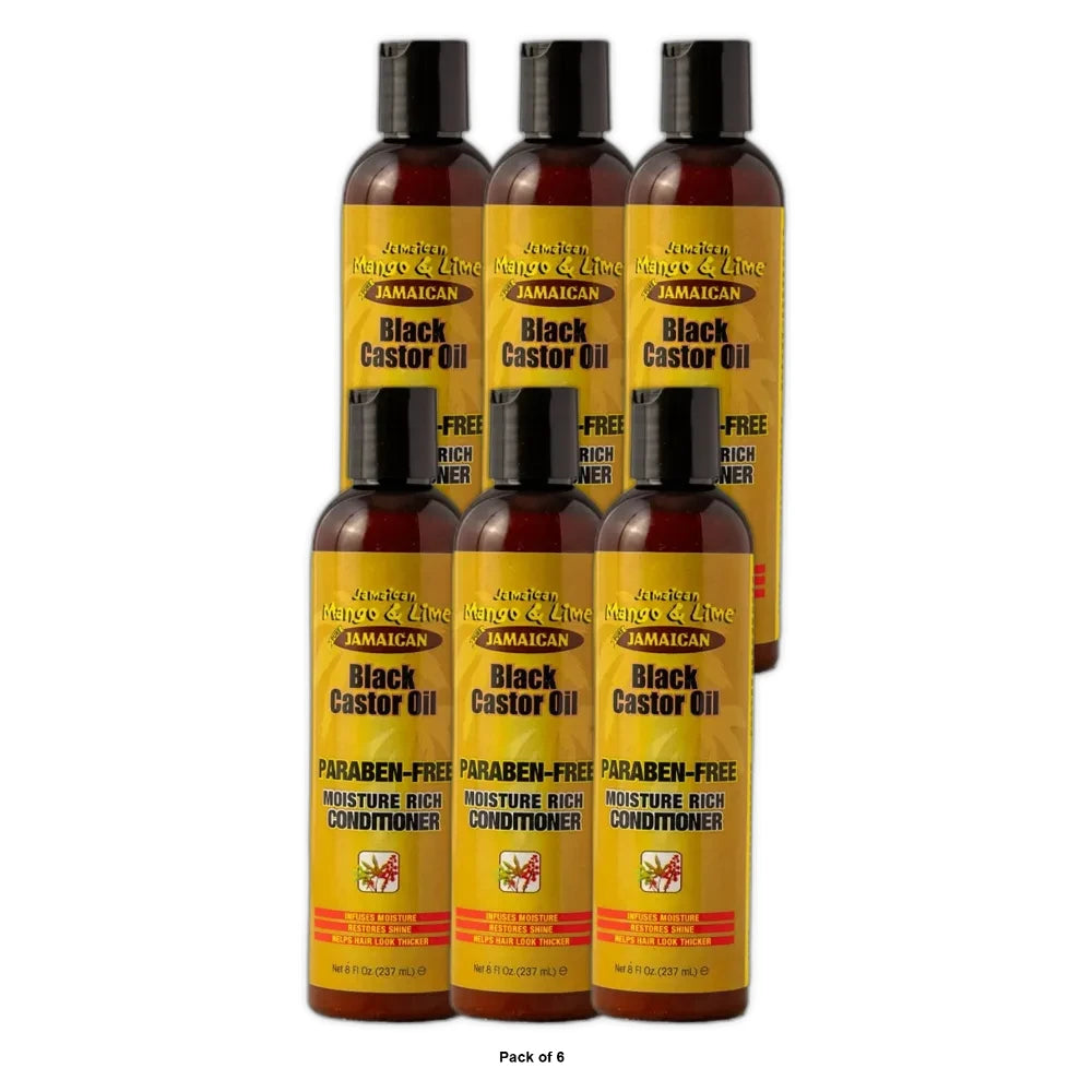 Jamaican Mango Lime - Black Castor Oil Moisture Rich Conditioner 8. Oz (Pack of 6)