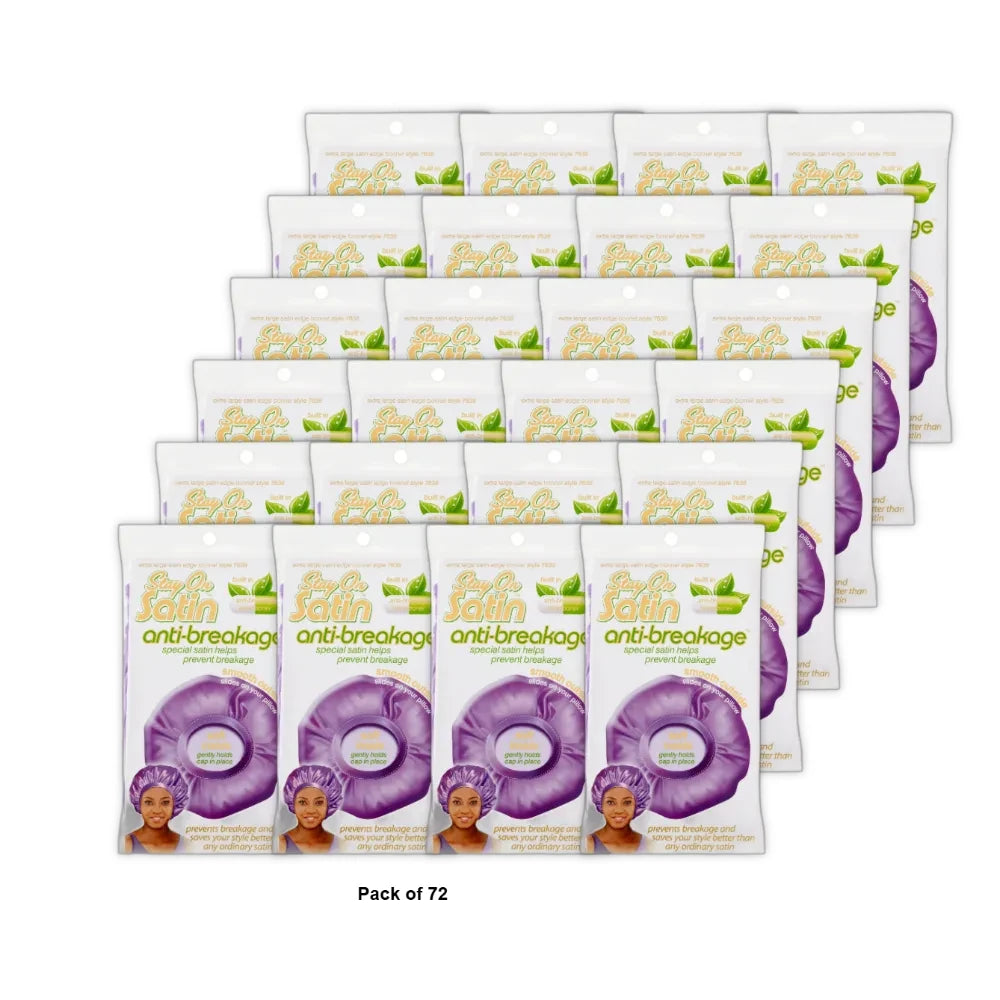 Stay on Satin Anti-Breakage Extra Large Satin Edge Bonnet Style 7638 Assorted C (Pack of 72)