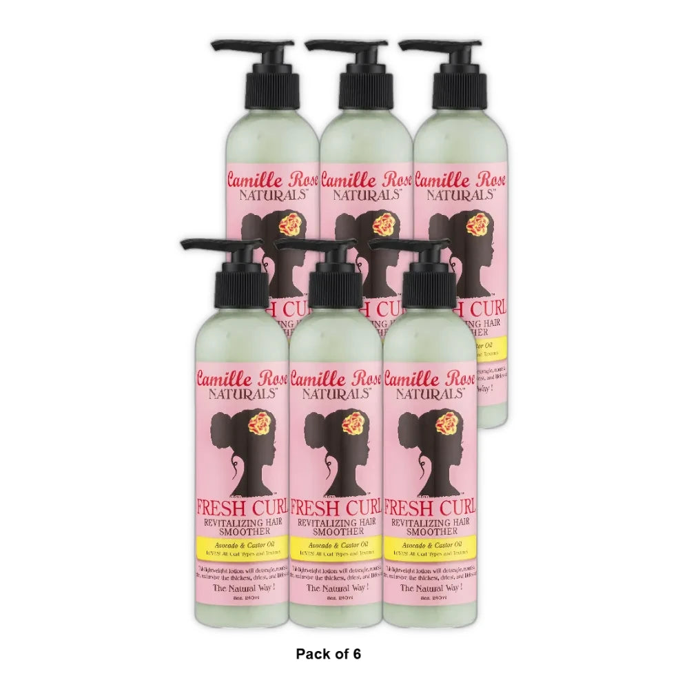 Camile Rose Fresh Curl Revitalizing Hair Smoother with Avocado Oil & Castor Oil 8 Oz (Pack of 6)