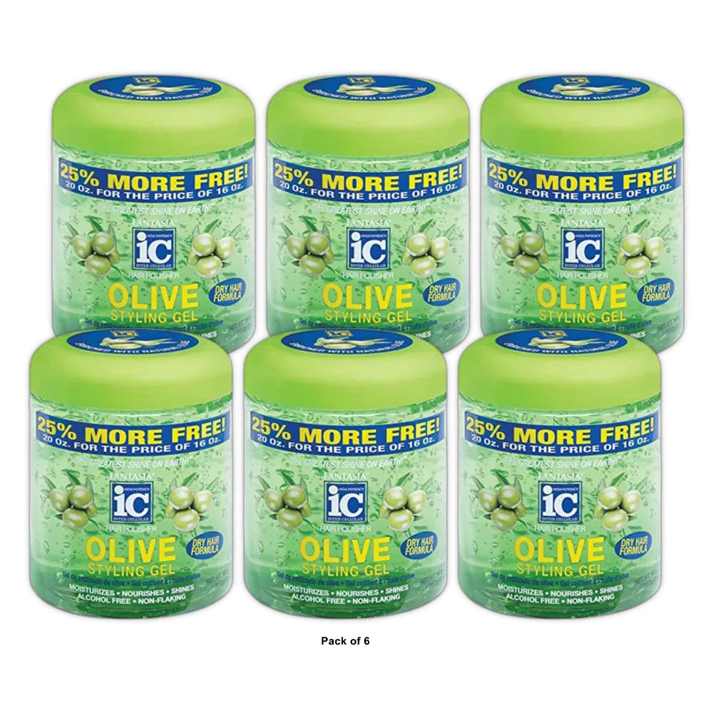Fantasia Ic Hair Polisher Olive Styling Gel Bonus 20 Oz (Pack of 6)