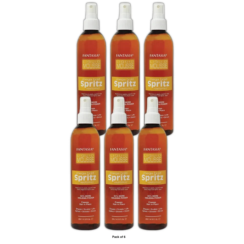 Fantasia Liquid Mousse Mega Hold Spritz Hairspray - 10 oz (Pack of 6)