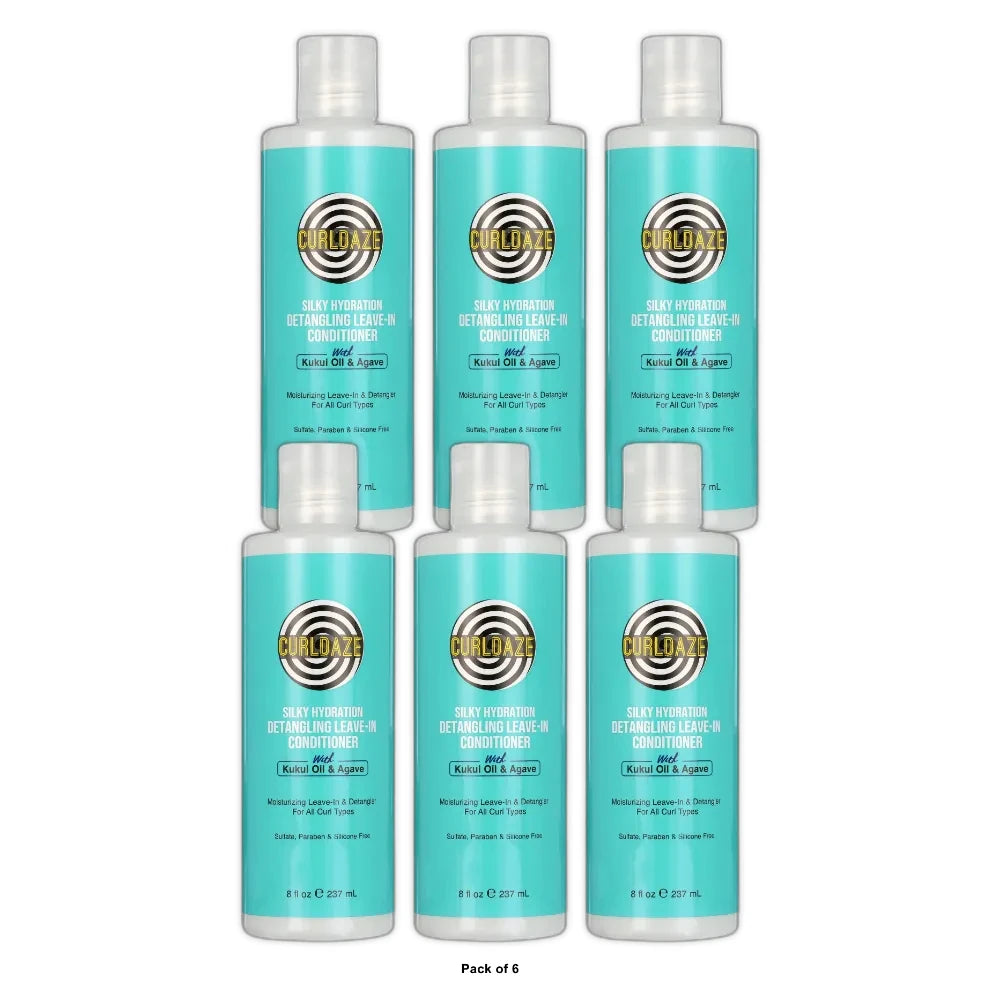Curldaze Silky Hydration Detangling Leave-In Conditioner with Kukui Oil & Agave 8 Fl. Oz (Pack of 6)