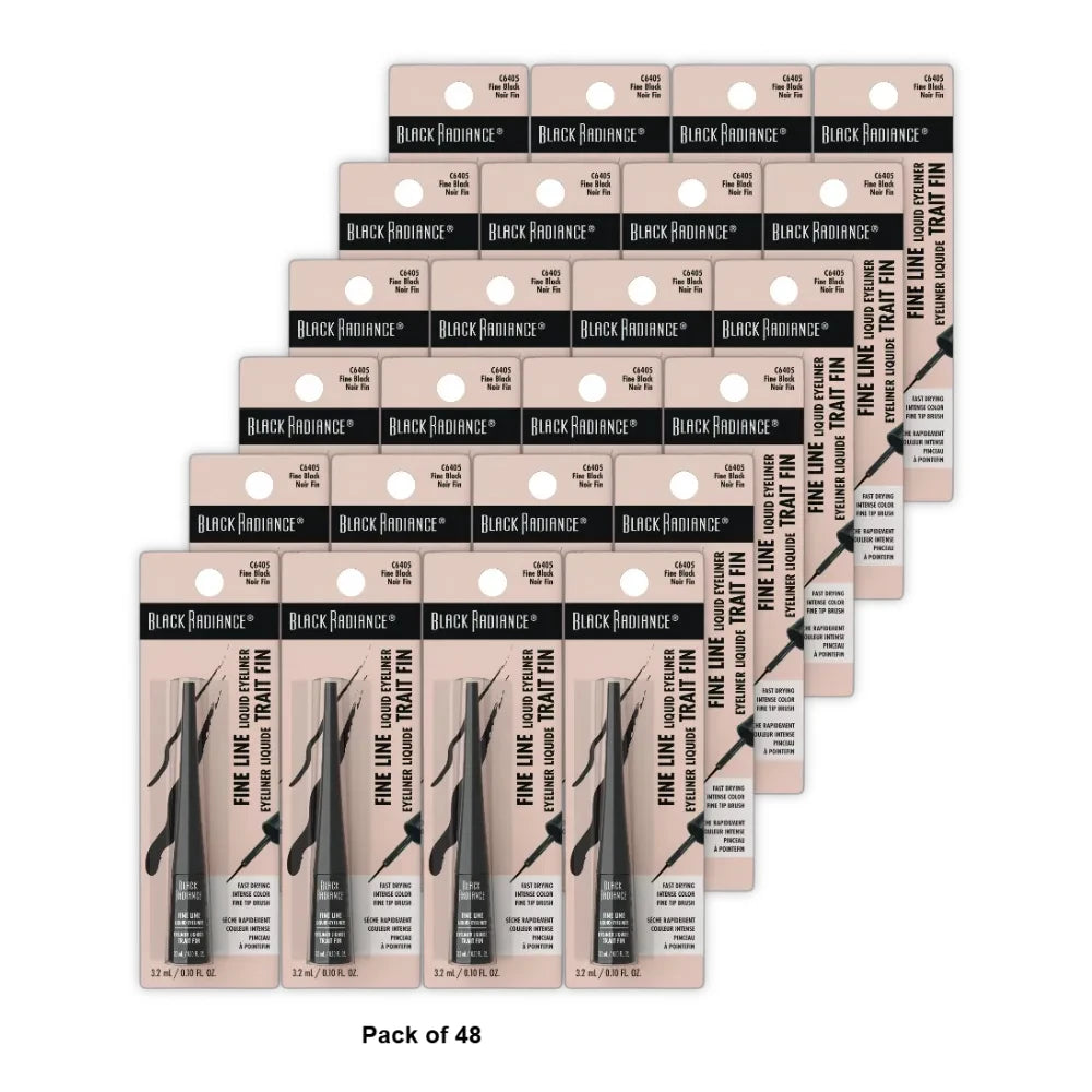 Black Radiance Fine Line Liquid Eyeliner - Fine Black 0.10 fl Oz (Pack of 48)