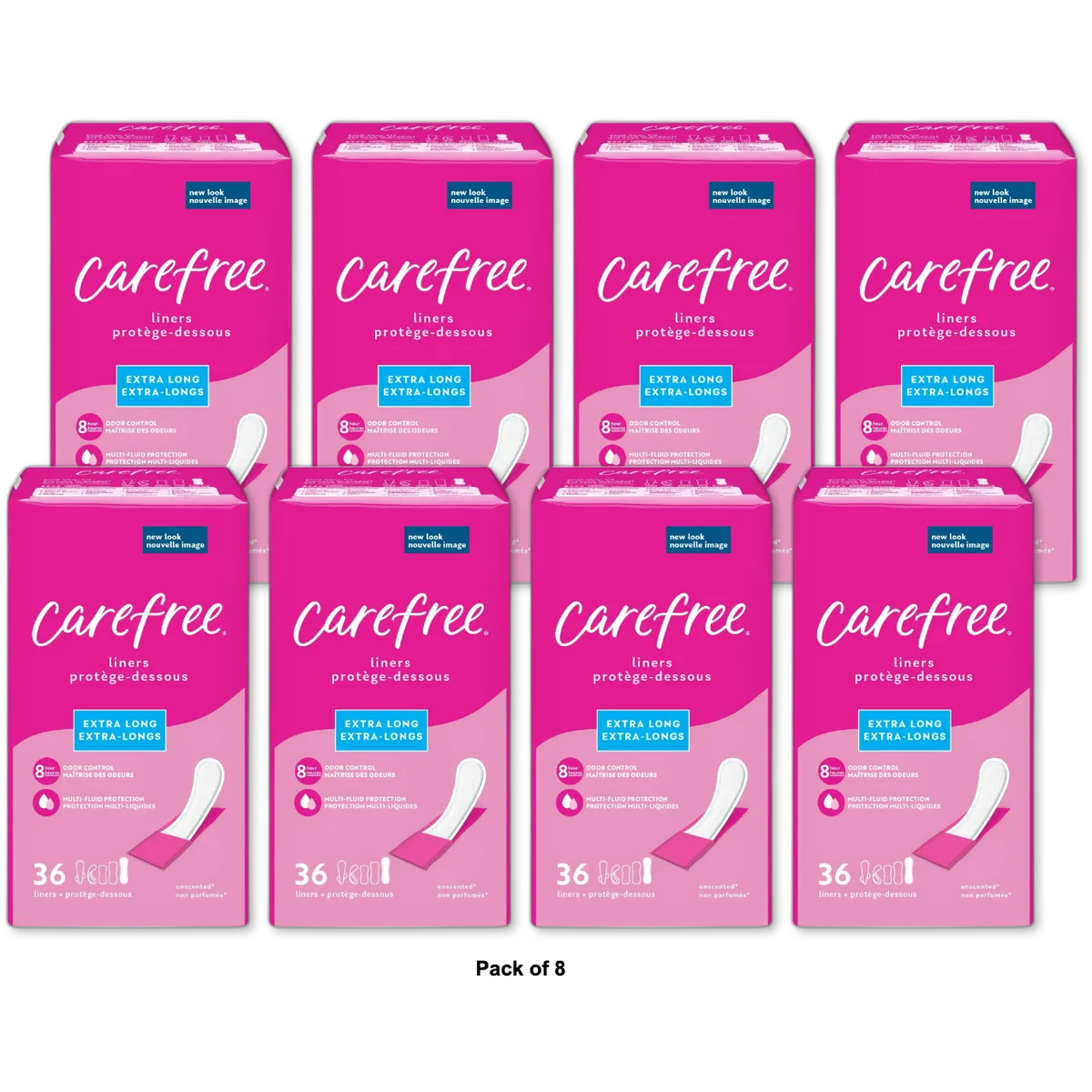 Carefree ACTi-Fresh Extra Long Pantiliners To Go Unscented 3.17oz (Pack of 8)