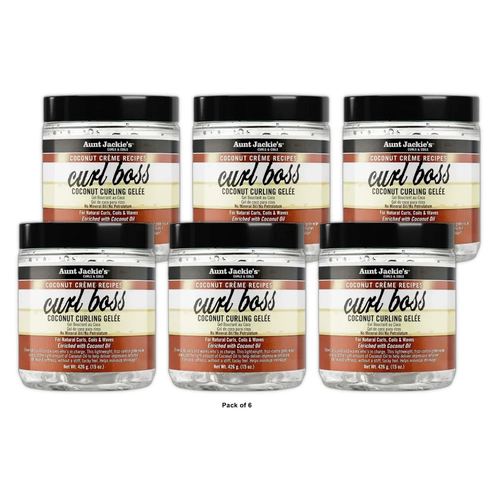 Aunt Jackie's Coconut Creme Recipes Curl Boss Coconut Curling Gelee - 15oz (Pack of 6)