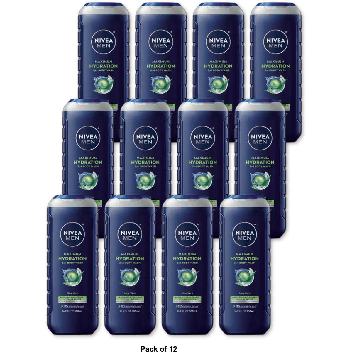 Nivea Men Maximum Hydration 3-In-1 Body Wash 16.9Oz (Pack of 12)
