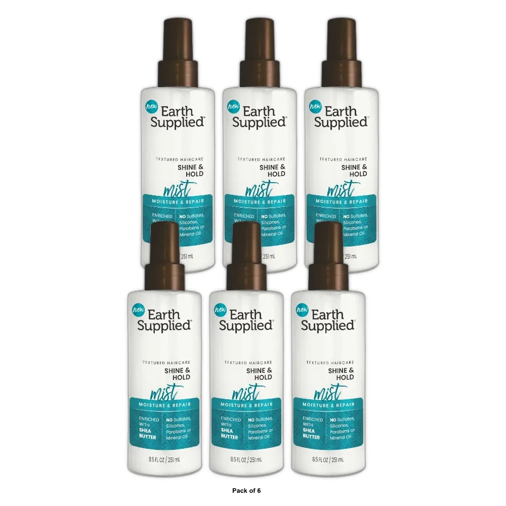 Earth Supplied Moisture & Repair Shine & Hold Mist with Shea Butter 8.5 FL OZ (Pack of 6)
