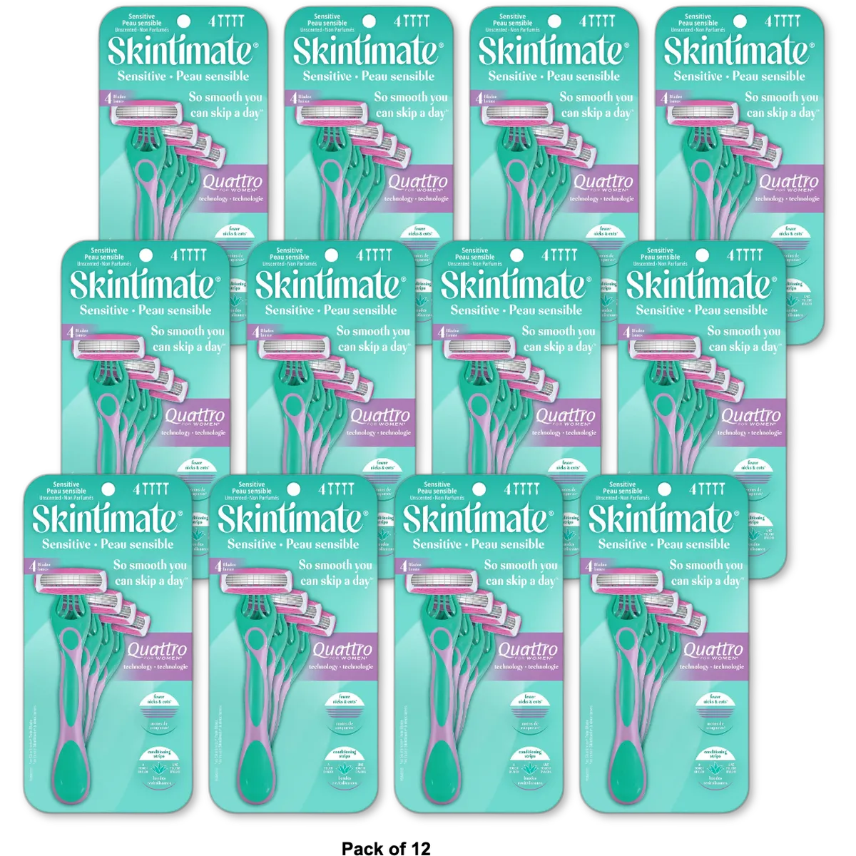 Skintimate Sensitive Skin Womens Disposable Razor 3.53oz (Pack of 12)