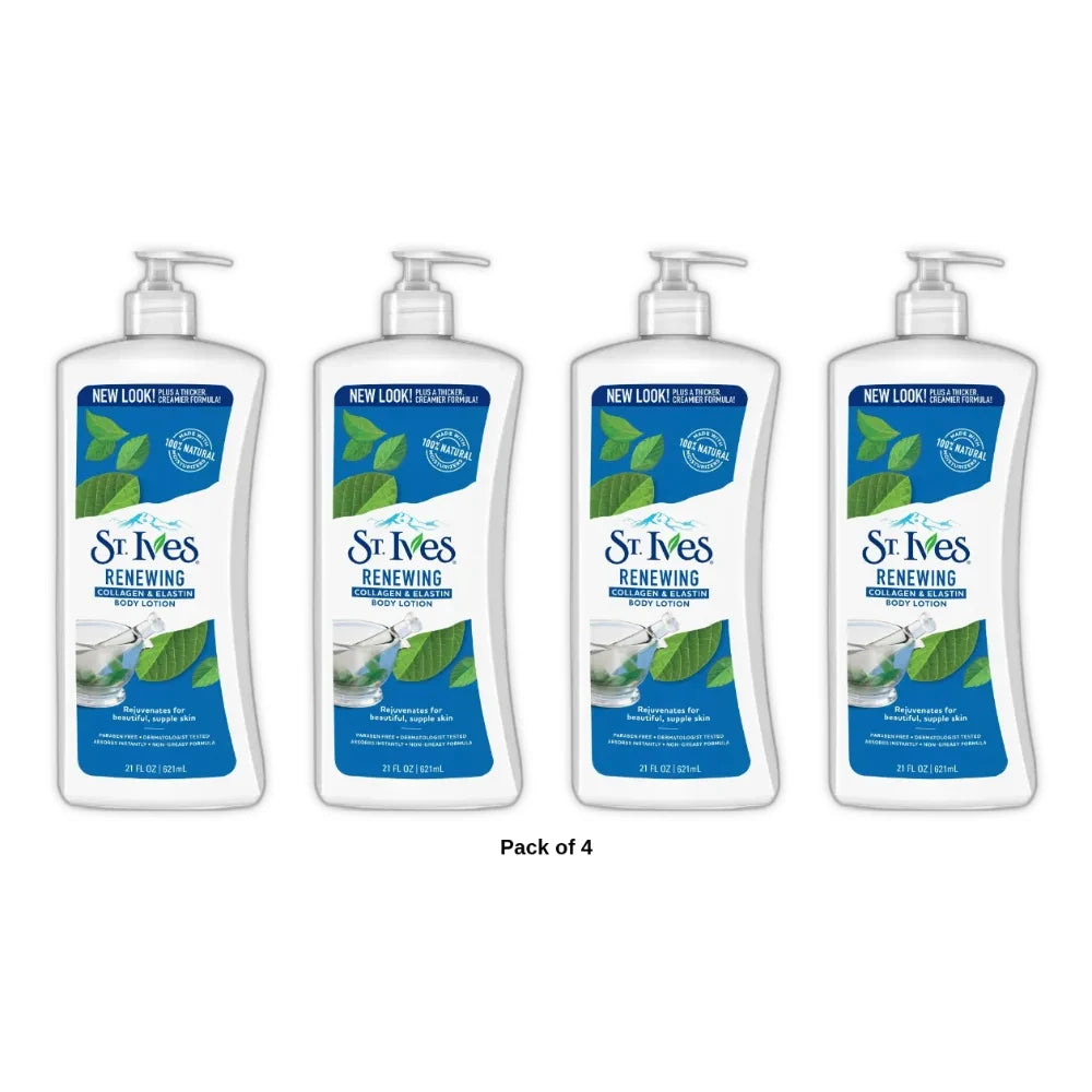 St. Ives Hand & Body Lotion for Women Renewing Collagen Elastin for Dry Skin 21 Oz (Pack of 4)