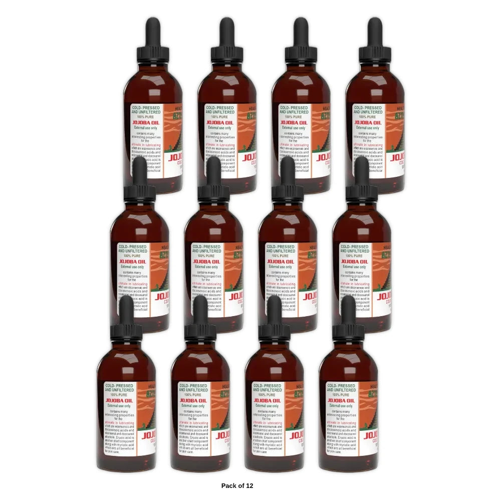 100% Pure Jojoba Oil – Cold Pressed & Unfiltered – 4 oz (Pack of 12)