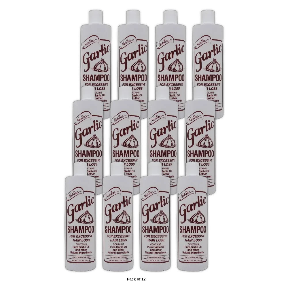 Nutrine Garlic Hair Shampoo for Excessive Hair Loss Scented 16 Oz (Pack of 12)