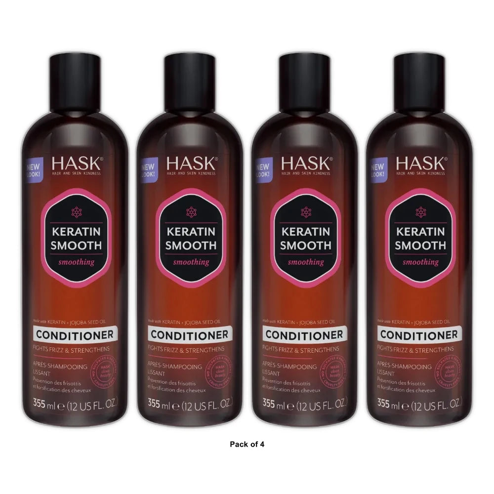 Hask Keratin Protein Smoothing Conditioner, Ounce 12. Oz (Pack of 4)